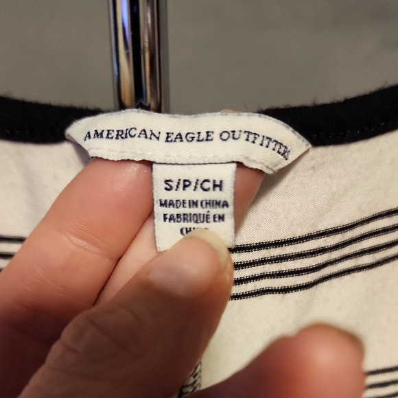 American Eagle Outfitters Monochrome Striped Shorts Jumpsuit - Picture 2 of 8